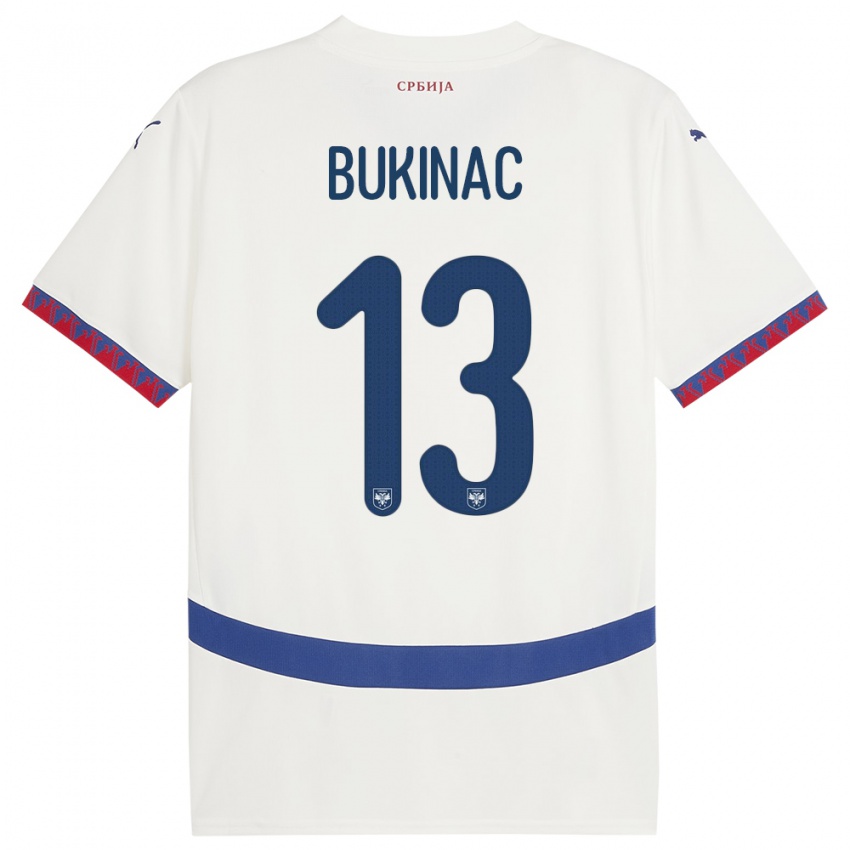 Criança Camisola Sérvia Stefan Bukinac #13 Branco Alternativa 24-26 Camisa Brasil