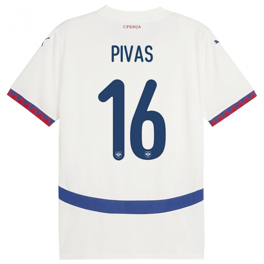 Criança Camisola Sérvia Miodrag Pivas #16 Branco Alternativa 24-26 Camisa Brasil