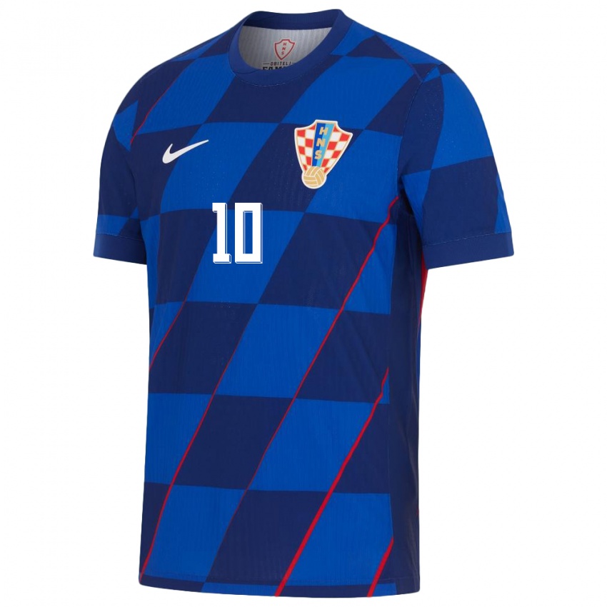 Criança Camisola Croácia Luka Modric #10 Azul Alternativa 24-26 Camisa Brasil