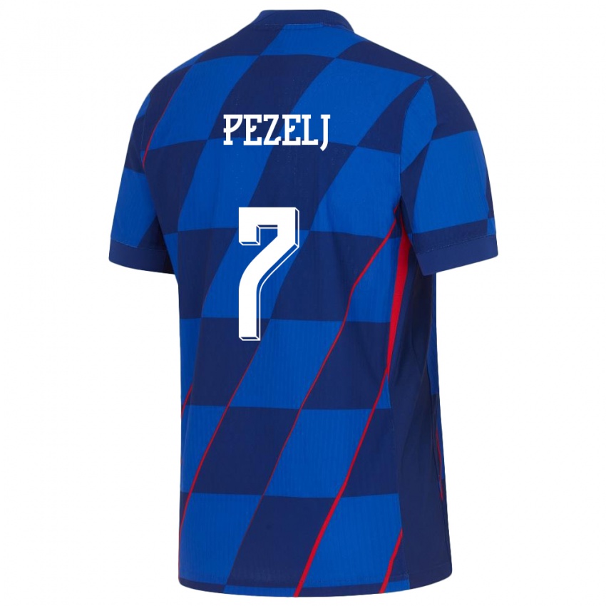 Criança Camisola Croácia Petra Pezelj #7 Azul Alternativa 24-26 Camisa Brasil