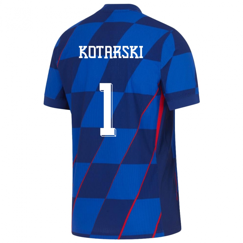 Criança Camisola Croácia Dominik Kotarski #1 Azul Alternativa 24-26 Camisa Brasil