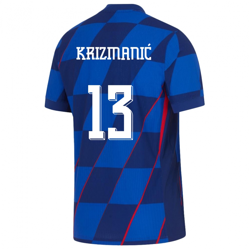 Criança Camisola Croácia Kresimir Krizmanic #13 Azul Alternativa 24-26 Camisa Brasil