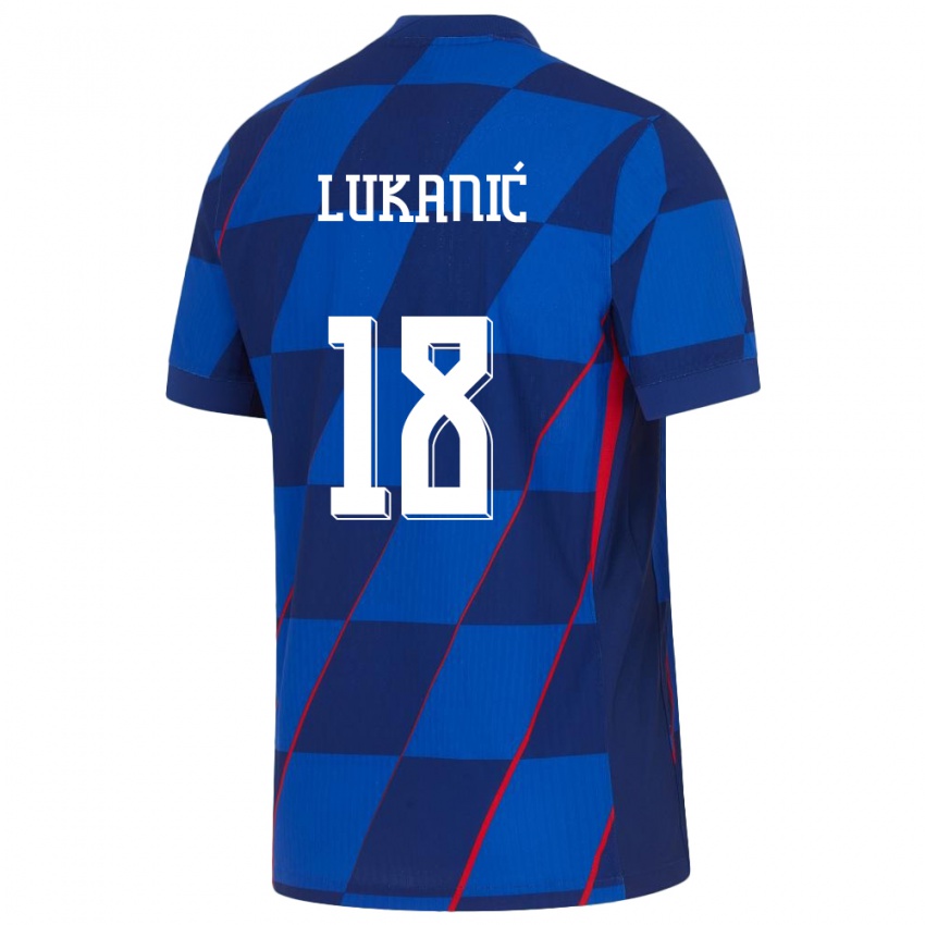 Criança Camisola Croácia Luka Lukanic #18 Azul Alternativa 24-26 Camisa Brasil