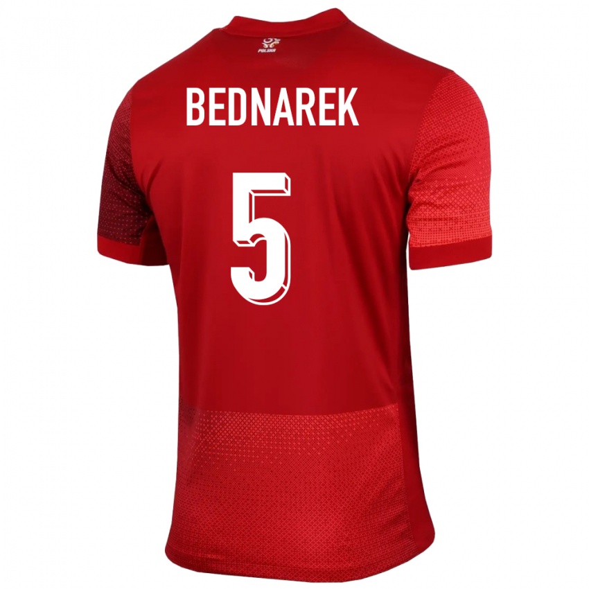 Criança Camisola Polónia Jan Bednarek #5 Vermelho Alternativa 24-26 Camisa Brasil