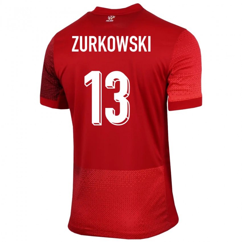 Criança Camisola Polónia Szymon Zurkowski #13 Vermelho Alternativa 24-26 Camisa Brasil