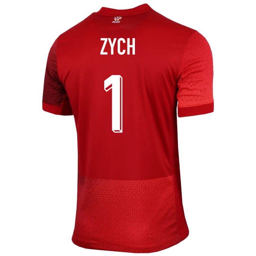 Criança Camisola Polónia Oliwier Zych #1 Vermelho Alternativa 24-26 Camisa Brasil