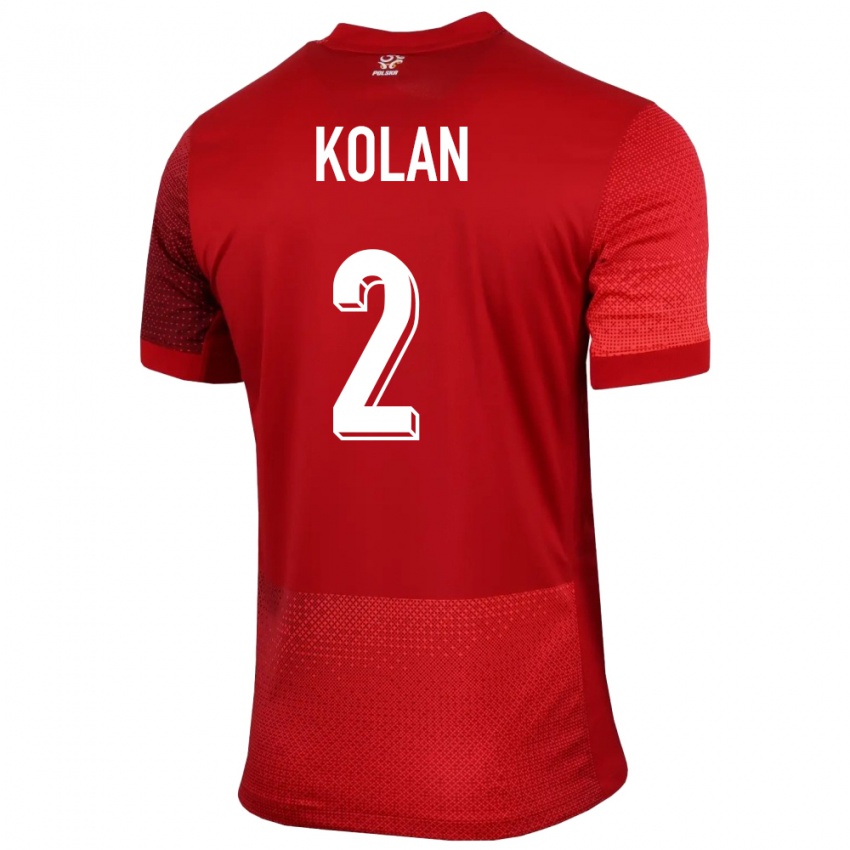 Criança Camisola Polónia Jakub Kolan #2 Vermelho Alternativa 24-26 Camisa Brasil