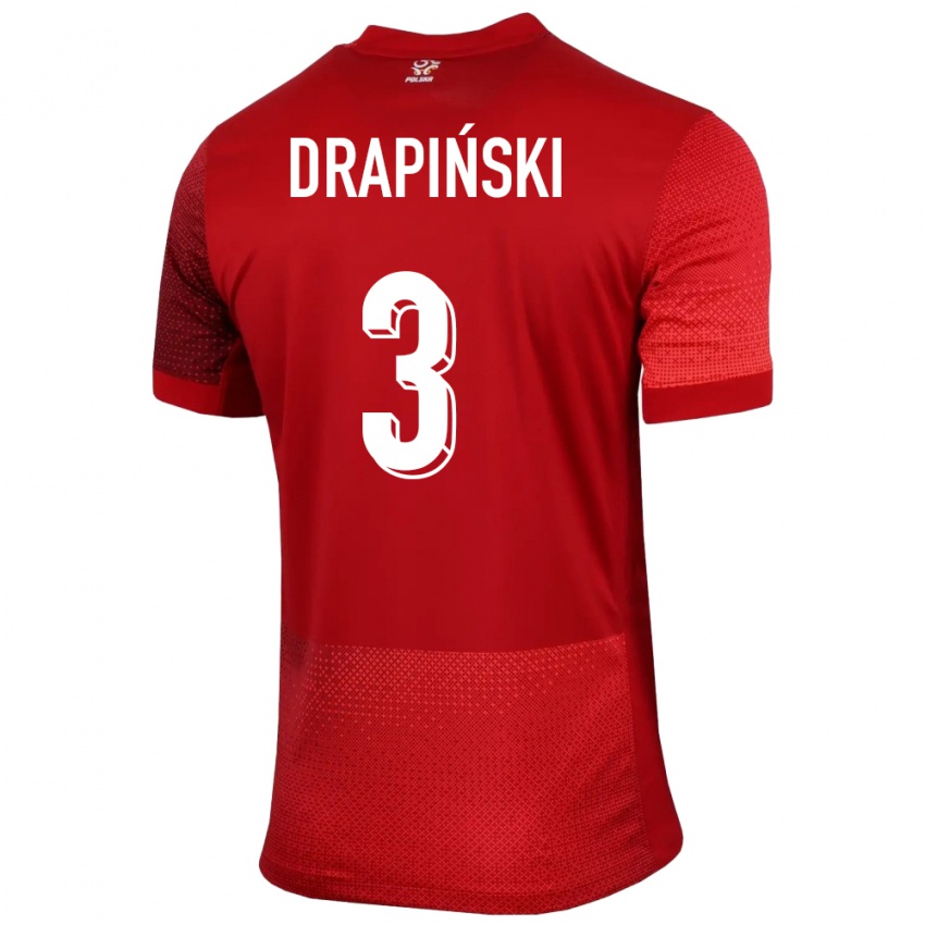 Criança Camisola Polónia Igor Drapinski #3 Vermelho Alternativa 24-26 Camisa Brasil