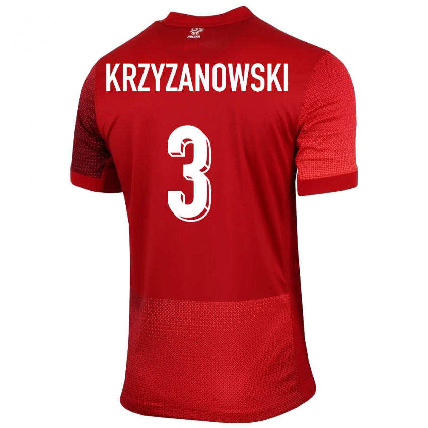 Criança Camisola Polónia Jakub Krzyzanowski #3 Vermelho Alternativa 24-26 Camisa Brasil