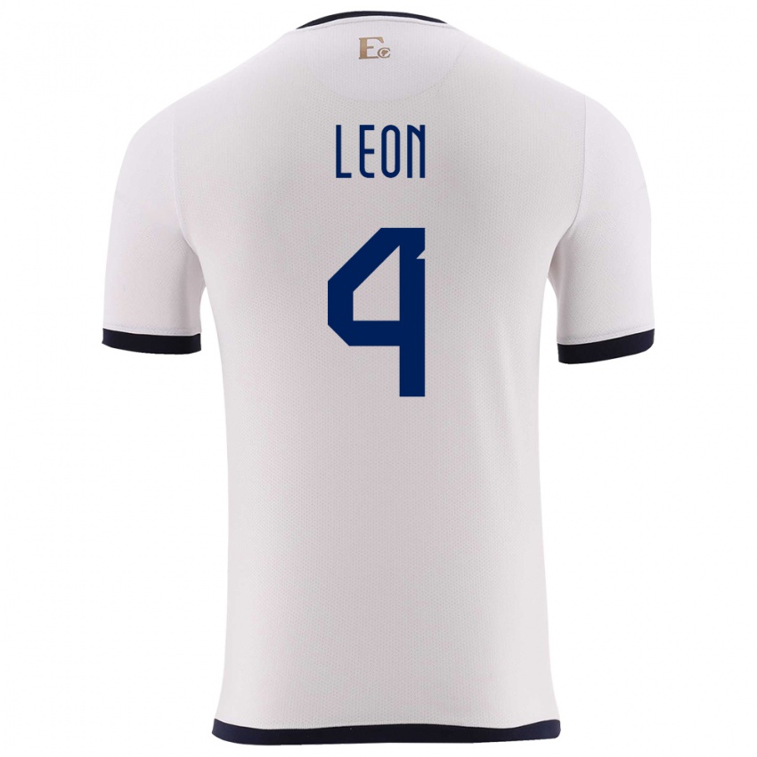 Criança Camisola Equador Fernando Leon #4 Branco Alternativa 24-26 Camisa Brasil