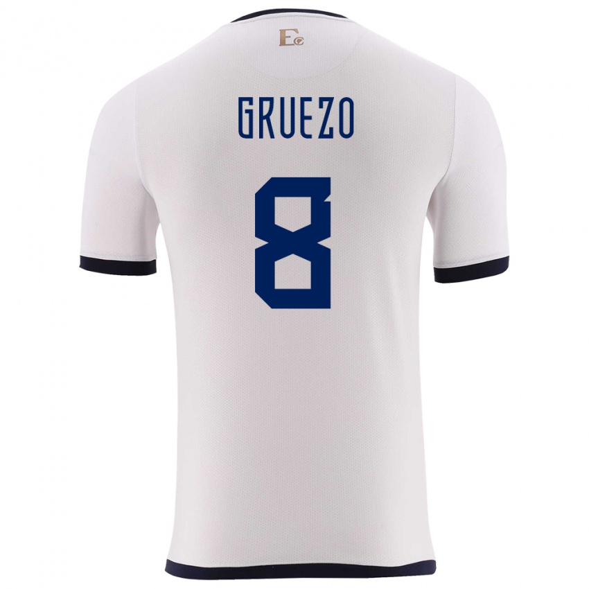 Criança Camisola Equador Carlos Gruezo #8 Branco Alternativa 24-26 Camisa Brasil