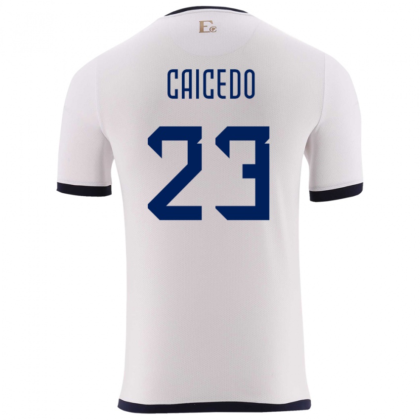 Criança Camisola Equador Moises Caicedo #23 Branco Alternativa 24-26 Camisa Brasil