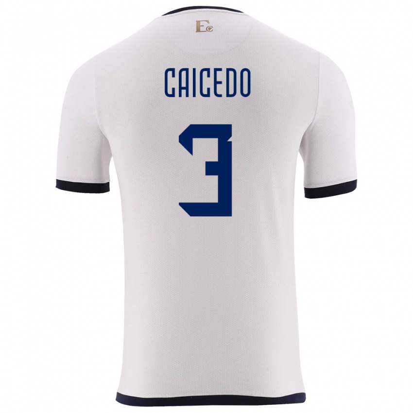 Criança Camisola Equador Jessy Caicedo #3 Branco Alternativa 24-26 Camisa Brasil