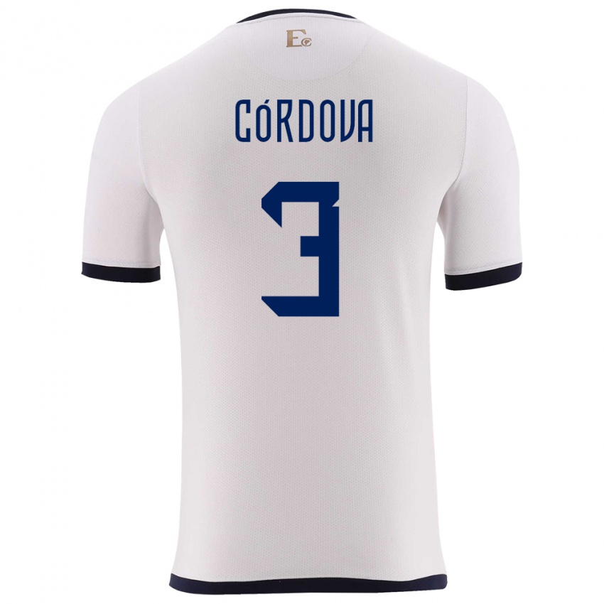 Criança Camisola Equador Luis Cordova #3 Branco Alternativa 24-26 Camisa Brasil