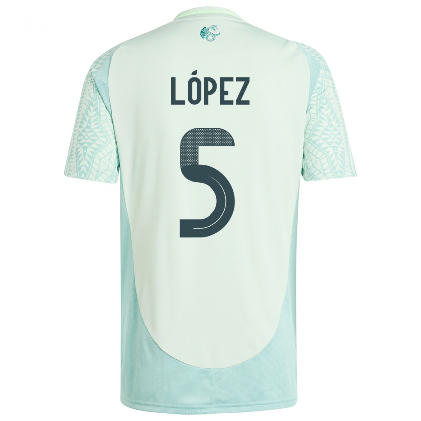 Criança Camisola México Jimena Lopez #5 Linho Verde Alternativa 24-26 Camisa Brasil