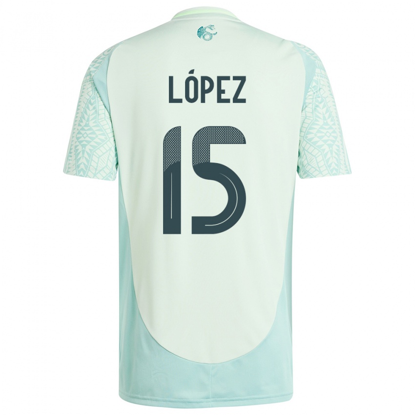 Criança Camisola México Everardo Lopez #15 Linho Verde Alternativa 24-26 Camisa Brasil