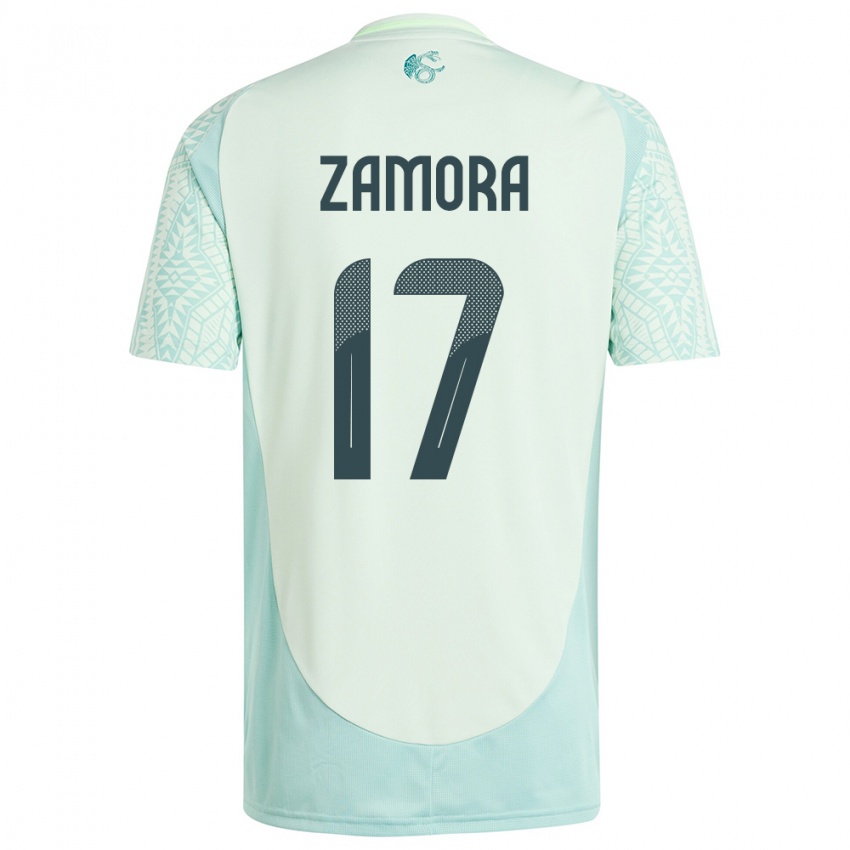 Criança Camisola México Saul Zamora #17 Linho Verde Alternativa 24-26 Camisa Brasil