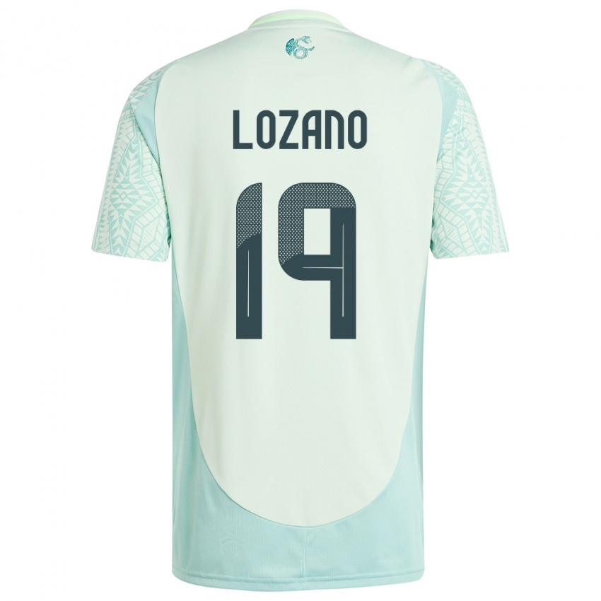 Criança Camisola México Esteban Lozano #19 Linho Verde Alternativa 24-26 Camisa Brasil