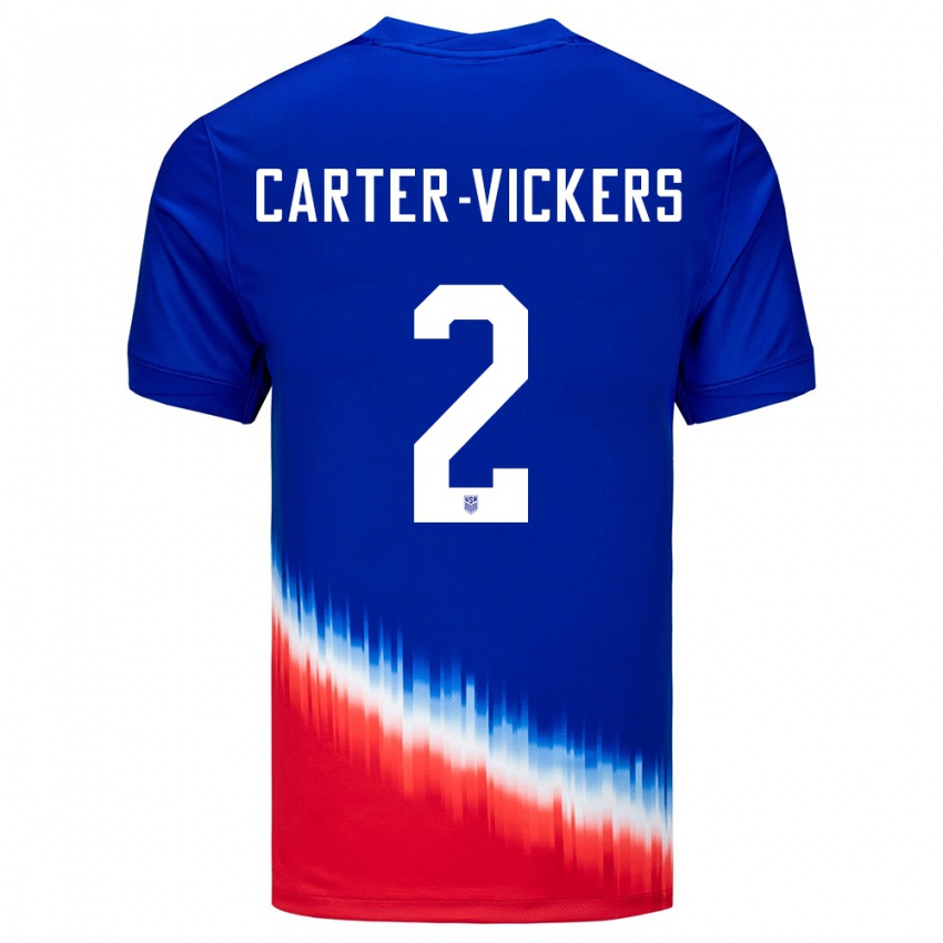 Criança Camisola Estados Unidos Cameron Carter-Vickers #2 Azul Alternativa 24-26 Camisa Brasil