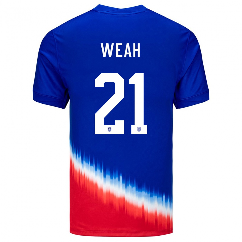 Criança Camisola Estados Unidos Timothy Weah #21 Azul Alternativa 24-26 Camisa Brasil