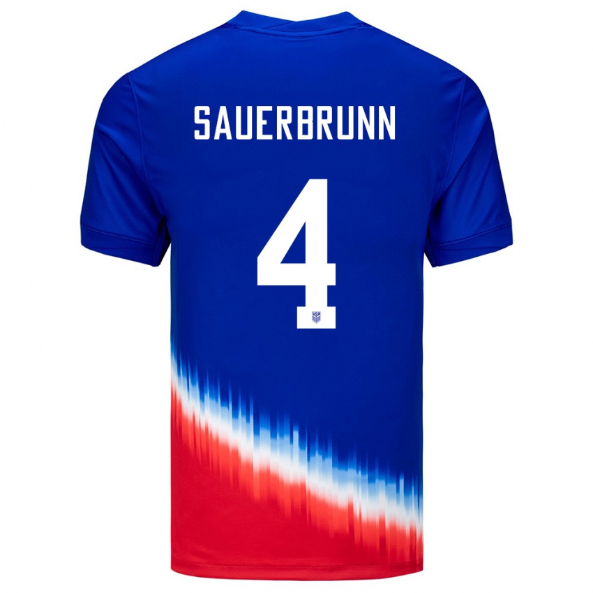 Criança Camisola Estados Unidos Becky Sauerbrunn #4 Azul Alternativa 24-26 Camisa Brasil