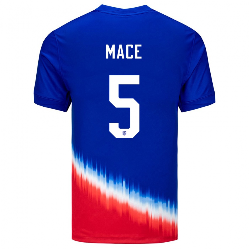 Criança Camisola Estados Unidos Hailie Mace #5 Azul Alternativa 24-26 Camisa Brasil