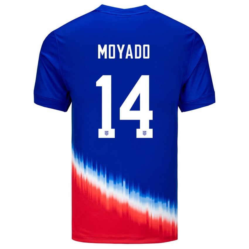 Criança Camisola Estados Unidos Bryan Moyado #14 Azul Alternativa 24-26 Camisa Brasil