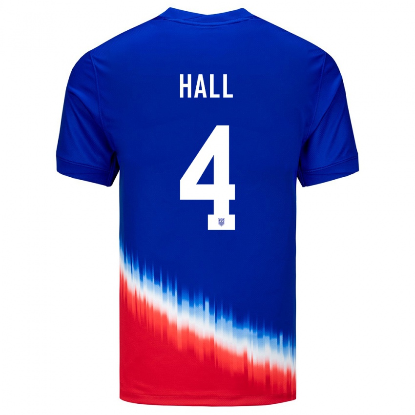 Criança Camisola Estados Unidos Tyler Hall #4 Azul Alternativa 24-26 Camisa Brasil