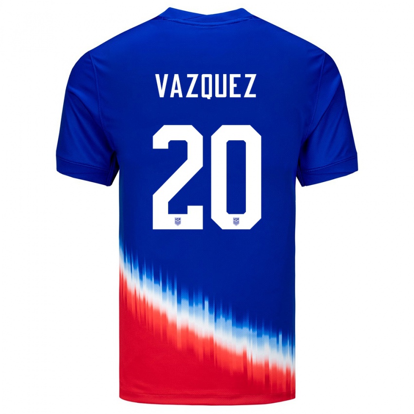 Criança Camisola Estados Unidos David Vazquez #20 Azul Alternativa 24-26 Camisa Brasil