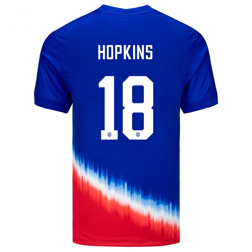 Criança Camisola Estados Unidos Jackson Hopkins #18 Azul Alternativa 24-26 Camisa Brasil