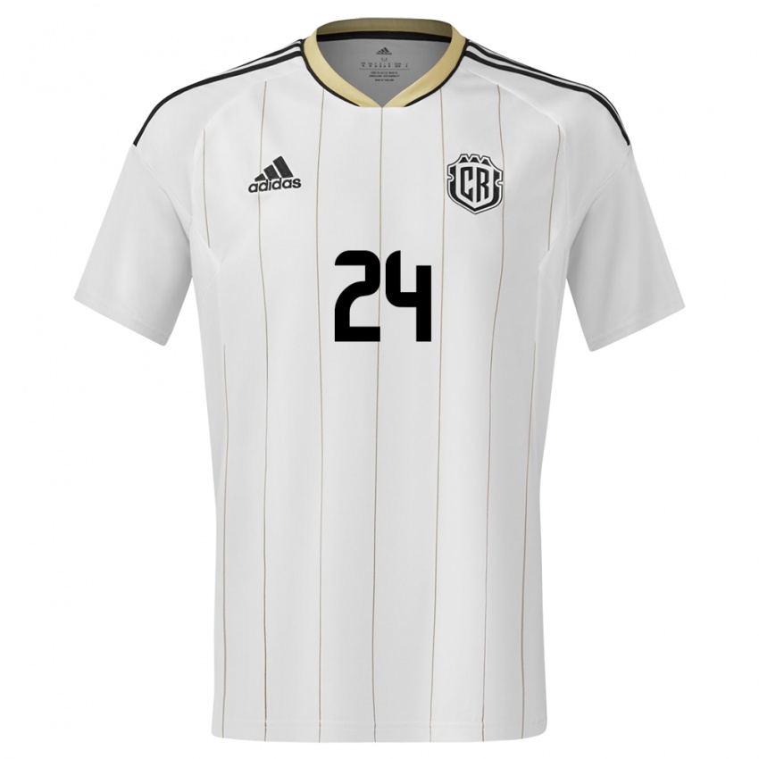 Criança Camisola Costa Rica Douglas Lopez #24 Branco Alternativa 24-26 Camisa Brasil