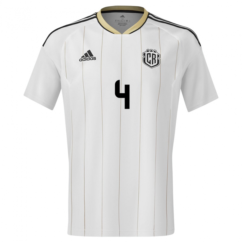 Criança Camisola Costa Rica Brandon Calderon #4 Branco Alternativa 24-26 Camisa Brasil