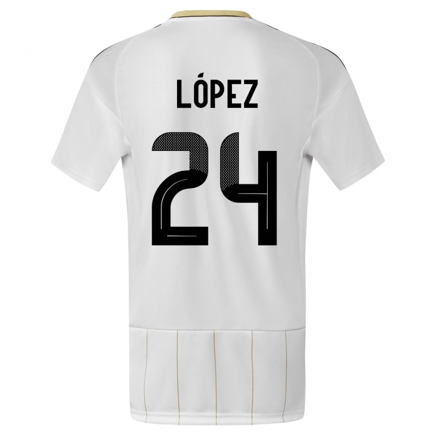 Criança Camisola Costa Rica Douglas Lopez #24 Branco Alternativa 24-26 Camisa Brasil