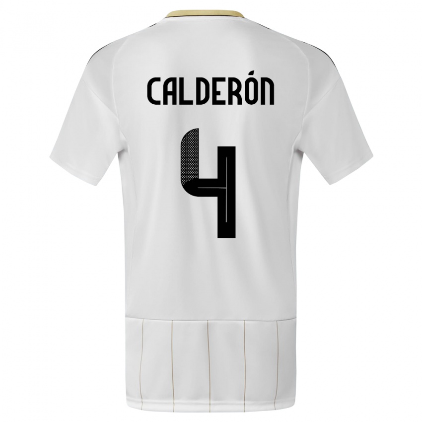 Criança Camisola Costa Rica Brandon Calderon #4 Branco Alternativa 24-26 Camisa Brasil
