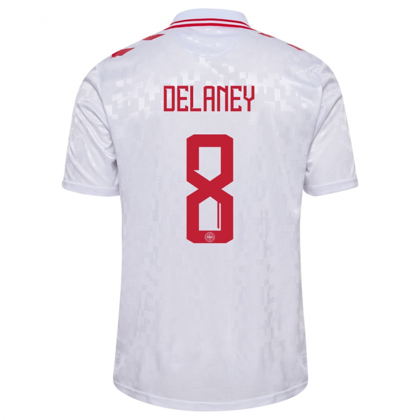 Criança Camisola Dinamarca Thomas Delaney #8 Branco Alternativa 24-26 Camisa Brasil