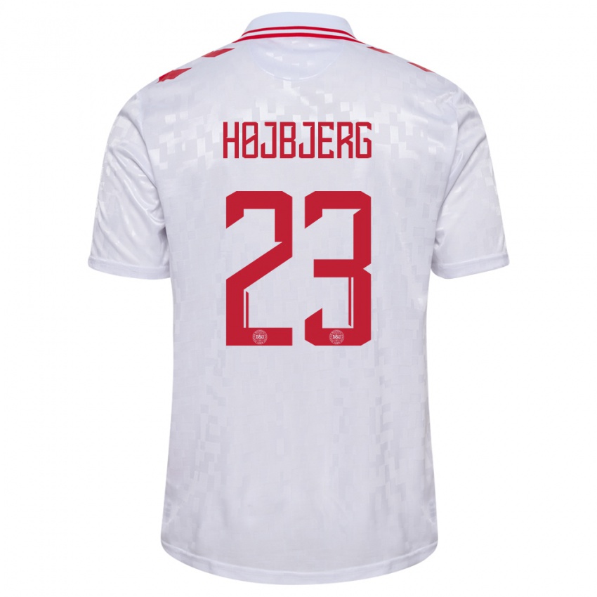 Criança Camisola Dinamarca Pierre Emile Hojbjerg #23 Branco Alternativa 24-26 Camisa Brasil