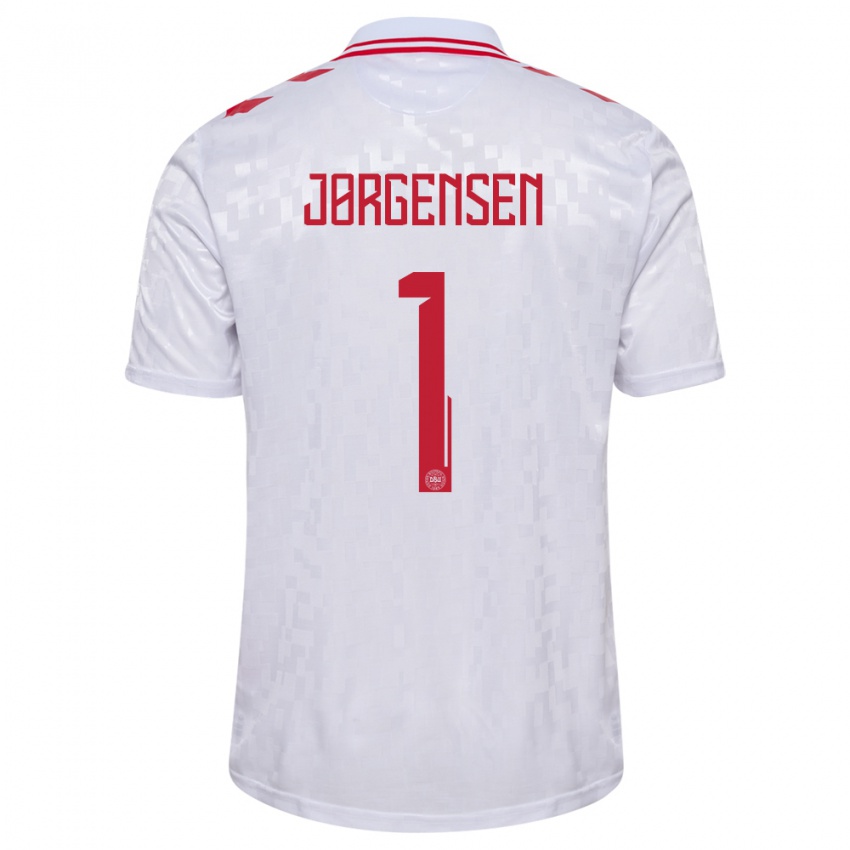 Criança Camisola Dinamarca Filip Jørgensen #1 Branco Alternativa 24-26 Camisa Brasil