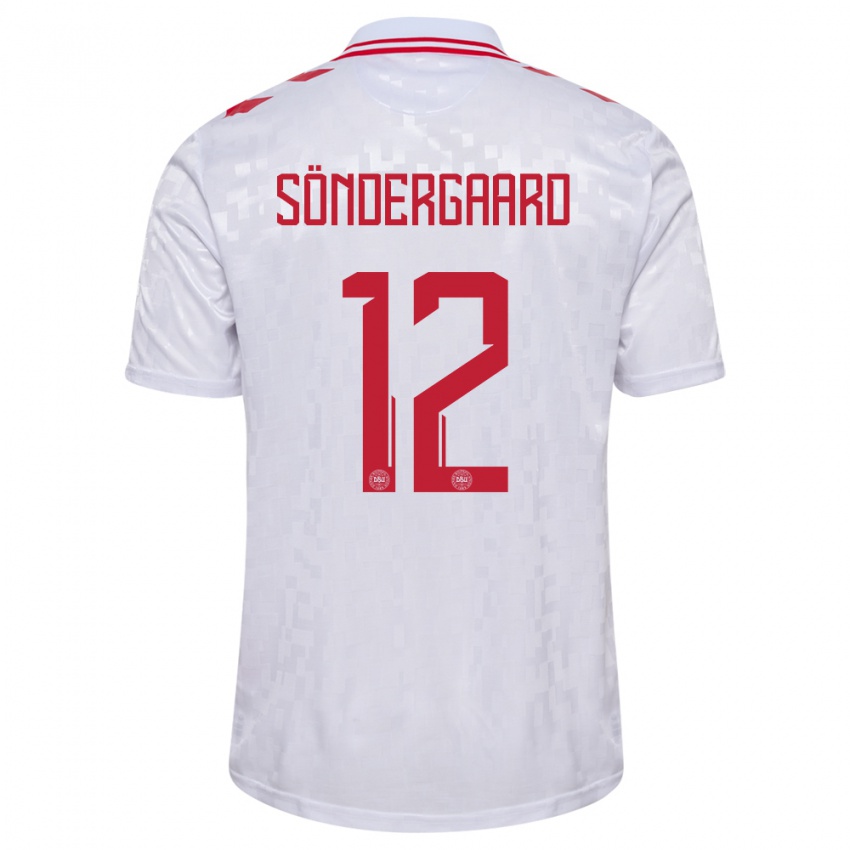 Criança Camisola Dinamarca Philip Söndergaard #12 Branco Alternativa 24-26 Camisa Brasil