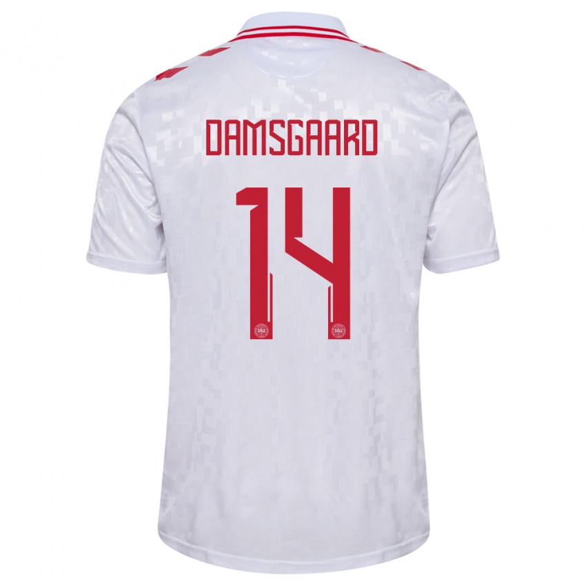 Criança Camisola Dinamarca Mikkel Damsgaard #14 Branco Alternativa 24-26 Camisa Brasil