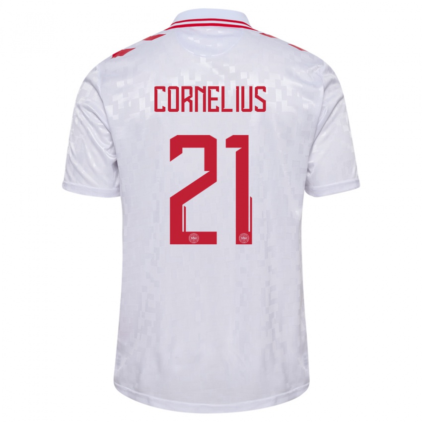 Criança Camisola Dinamarca Andreas Cornelius #21 Branco Alternativa 24-26 Camisa Brasil