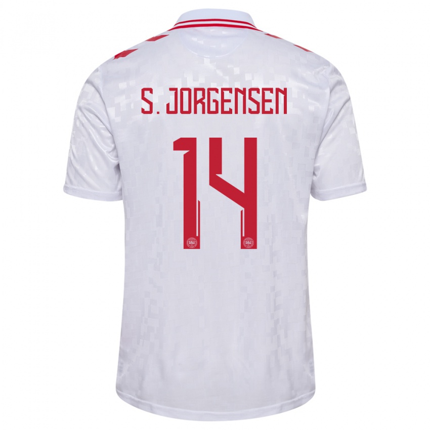 Criança Camisola Dinamarca Sebastian Jorgensen #14 Branco Alternativa 24-26 Camisa Brasil