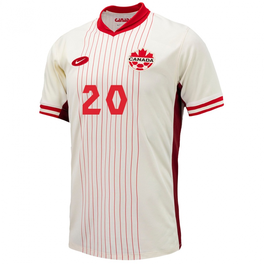 Criança Camisola Canadá Ali Ahmed #20 Branco Alternativa 24-26 Camisa Brasil