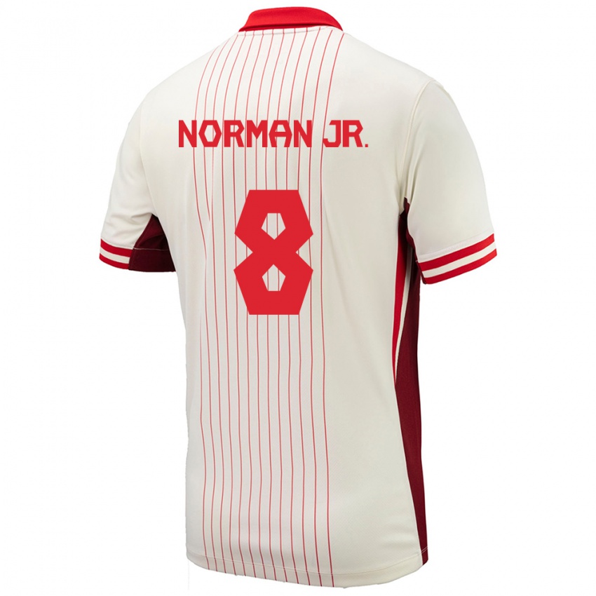 Criança Camisola Canadá David Norman Jr. #8 Branco Alternativa 24-26 Camisa Brasil