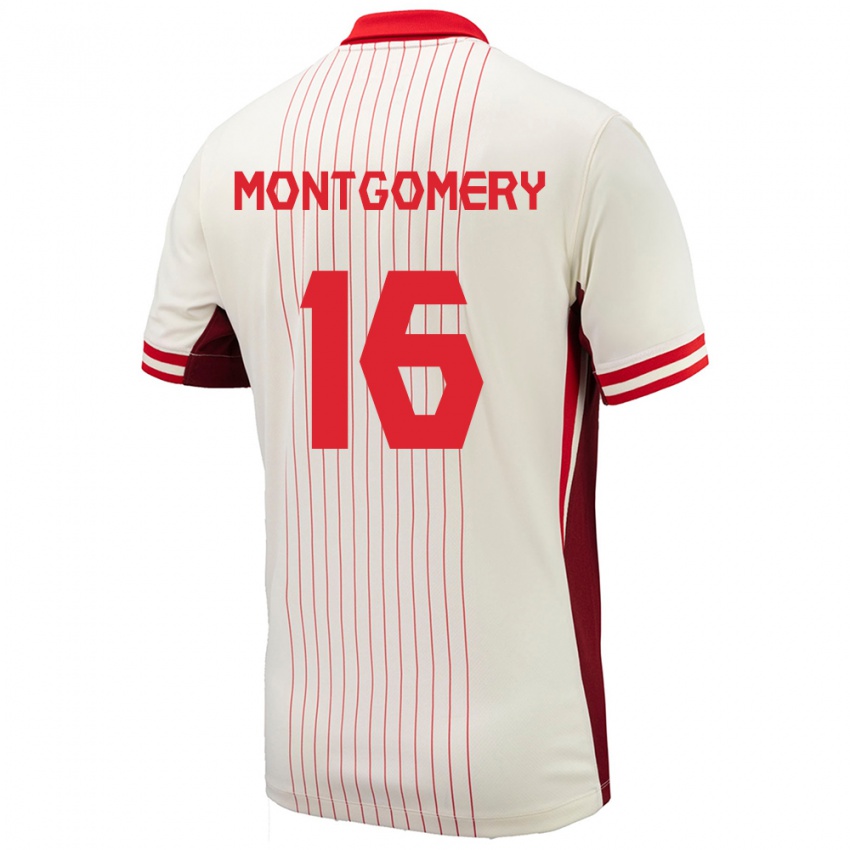 Criança Camisola Canadá Callum Montgomery #16 Branco Alternativa 24-26 Camisa Brasil