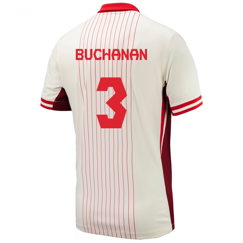 Criança Camisola Canadá Kadeisha Buchanan #3 Branco Alternativa 24-26 Camisa Brasil