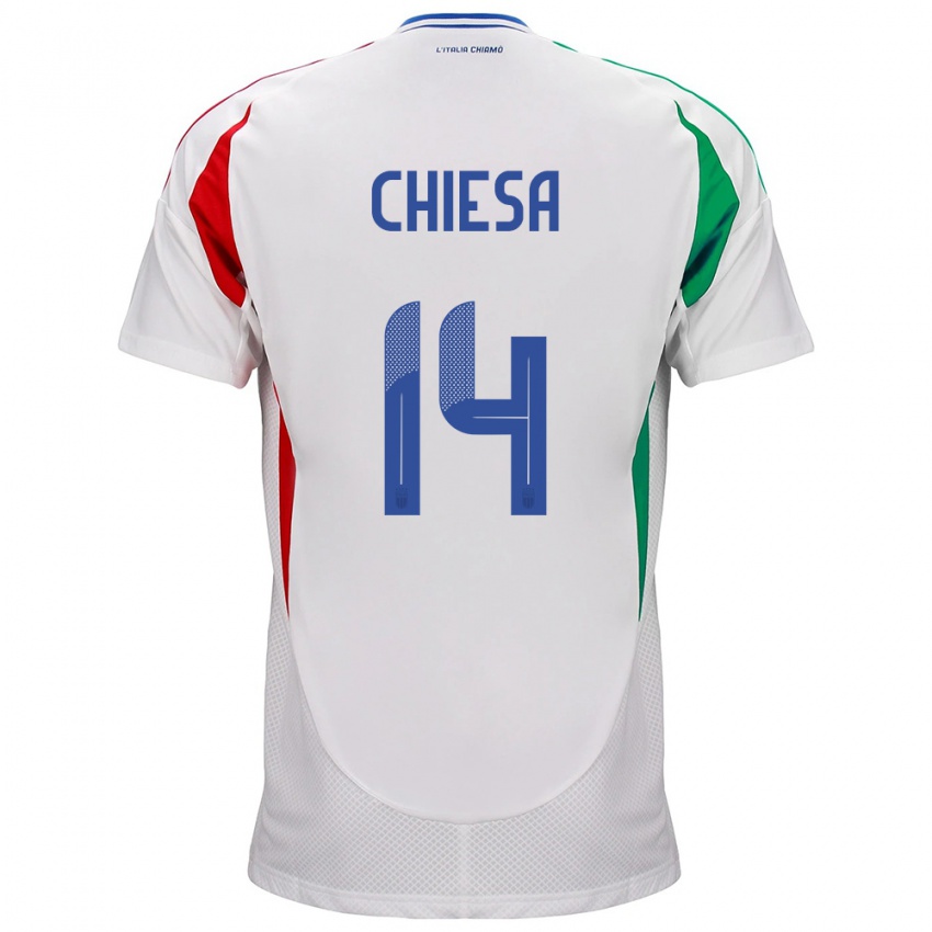 Criança Camisola Itália Federico Chiesa #14 Branco Alternativa 24-26 Camisa Brasil