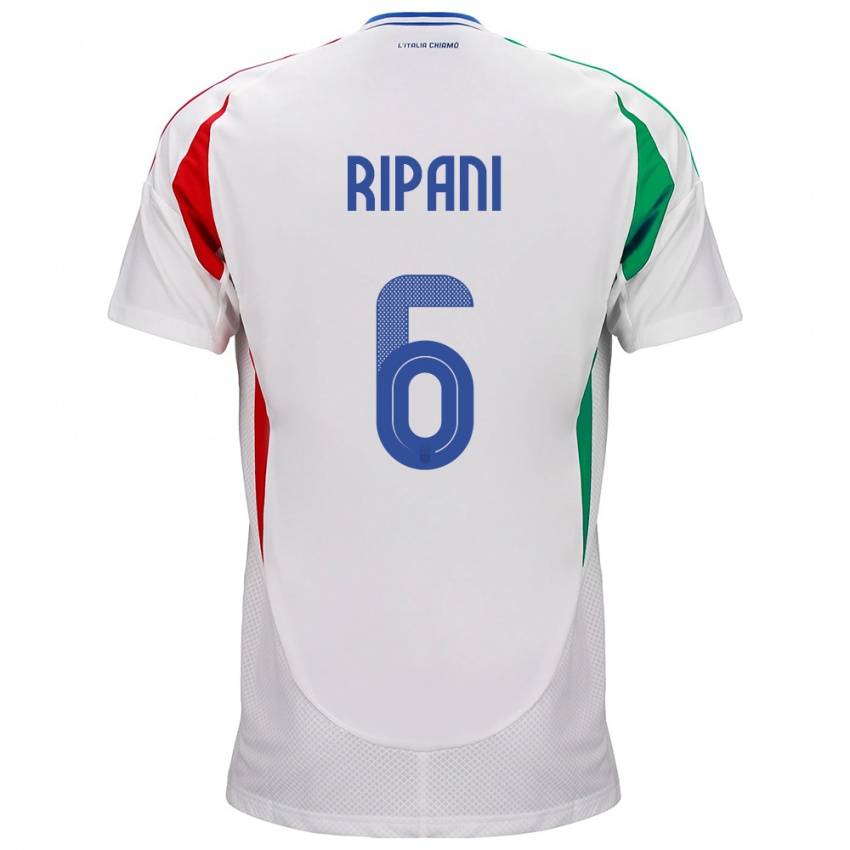 Criança Camisola Itália Diego Ripani #6 Branco Alternativa 24-26 Camisa Brasil