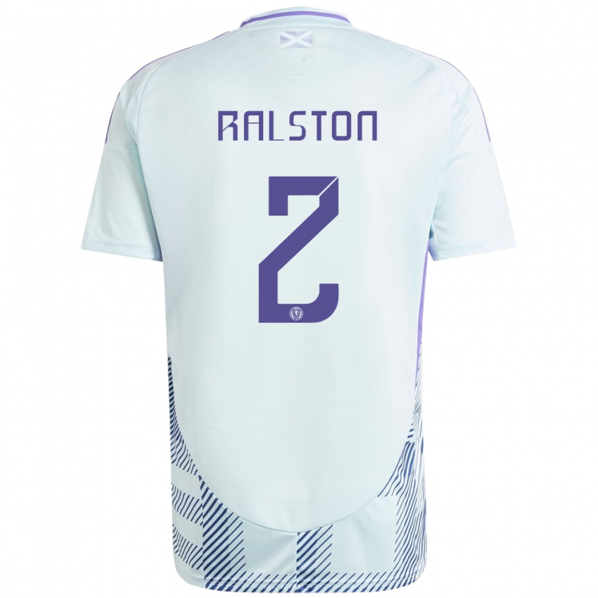 Criança Camisola Escócia Anthony Ralston #2 Azul Menta Claro Alternativa 24-26 Camisa Brasil