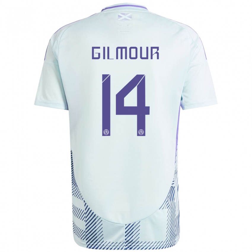 Criança Camisola Escócia Billy Gilmour #14 Azul Menta Claro Alternativa 24-26 Camisa Brasil