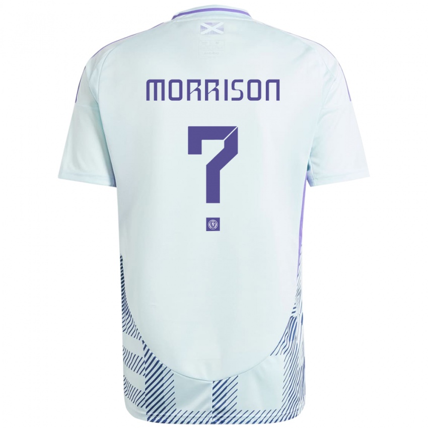 Criança Camisola Escócia Liam Morrison #0 Azul Menta Claro Alternativa 24-26 Camisa Brasil